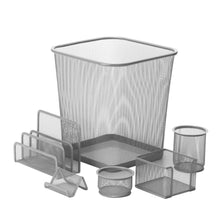 Load image into Gallery viewer, 6-Piece Steel Mesh Desk Set in Silver - 694CE
