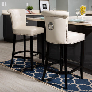 Single Addo Ring Flat Cream Upholstered Bar Stool  #1336HW