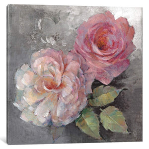 'Roses On Gray I'' by Peter McGowan - 18" x 18" x 0.75" #1421HW