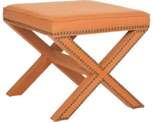 Load image into Gallery viewer, Palmer Orange Ottoman with Brass Nailhead(2080RR)
