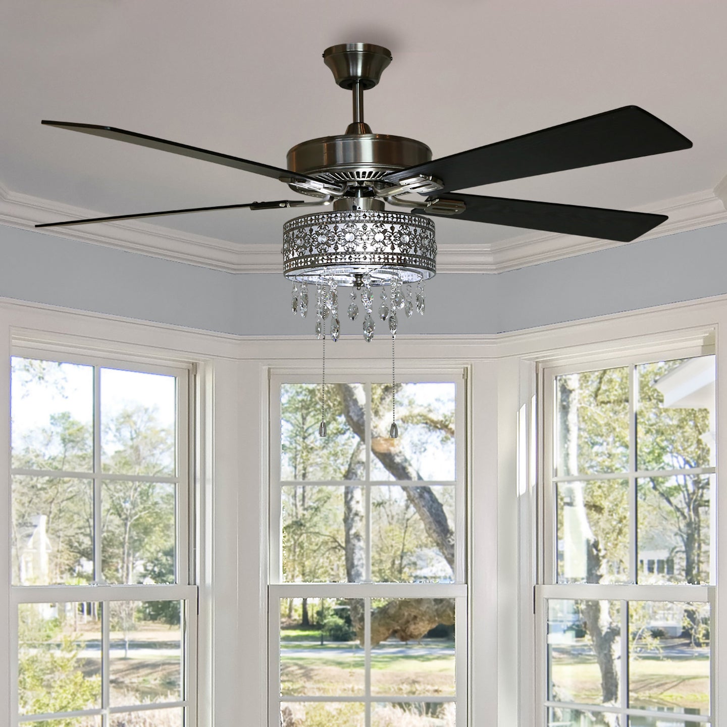 52” Noyes 5-Blade Crystal Ceiling Fan Light Kit Included #43HW