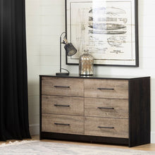 Load image into Gallery viewer, Londen 6 Drawer Double Dresser Weathered Oak/Black(308)
