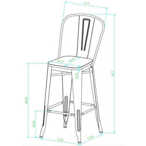 Carlisle Barstool with Wood Seat Matte 2pk White(1212- 2 boxes)