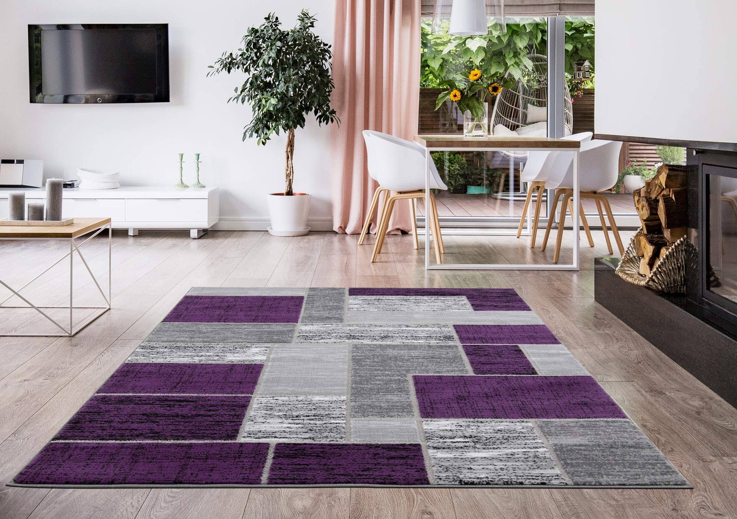 Verena Geometric Area Rug Purple/Grey Brick 4x6(1503)