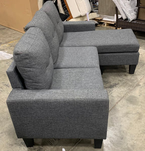 2 pc Mercury Row Briley light gray linen like fabric sectional sofa reversible ottoman chaise