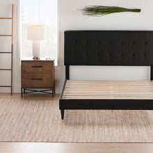 Load image into Gallery viewer, Twin XL Black Elmina Tufted Solid Wood and Upholstered Low Profile Platform Bed 192CDR
