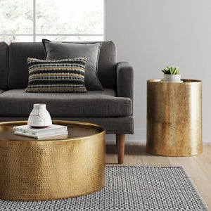 Manila Cylinder Drum Accent Table Gold (227)