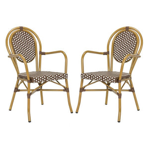 Rahul Stacking Patio Dining Chair (Set of 2) - Brown/White - #295hw