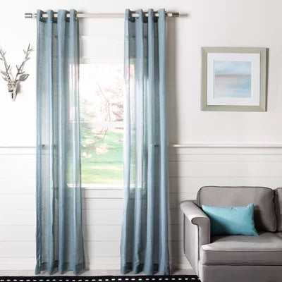 Richfield Solid Sheer Grommet Single Curtain Panel Teal 416ND