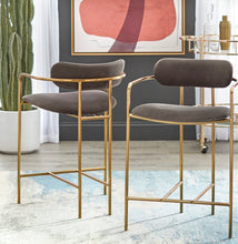 Load image into Gallery viewer, 24&quot; Retro Velvet Stool Gray Set of 2 #382HW
