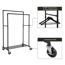 Load image into Gallery viewer, Rebrilliant Anja 39.38" W Double Rail Garment Rack Black #166HW
