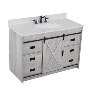 Rafter 48 in. W x 22 in. D Bath Vanity in White Wash with Engineered Stone Vanity Top in Carrara White with White Basin 5352RR