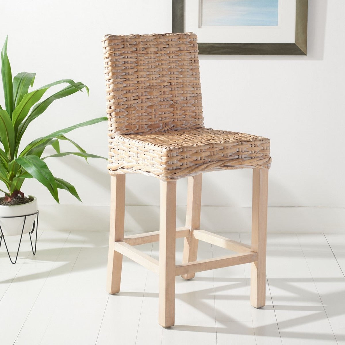 Tobie Rattan Counter Stool Single White Wash 3146RR