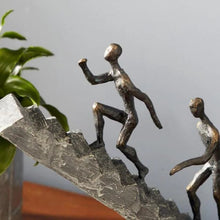Load image into Gallery viewer, Tall Black with Gold Finish Human Sculptures on Gray Staircase Statue 2050CDR
