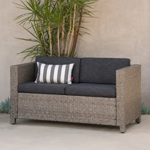 Furst Outdoor Loveseat with Cushions Gray/Black(627)