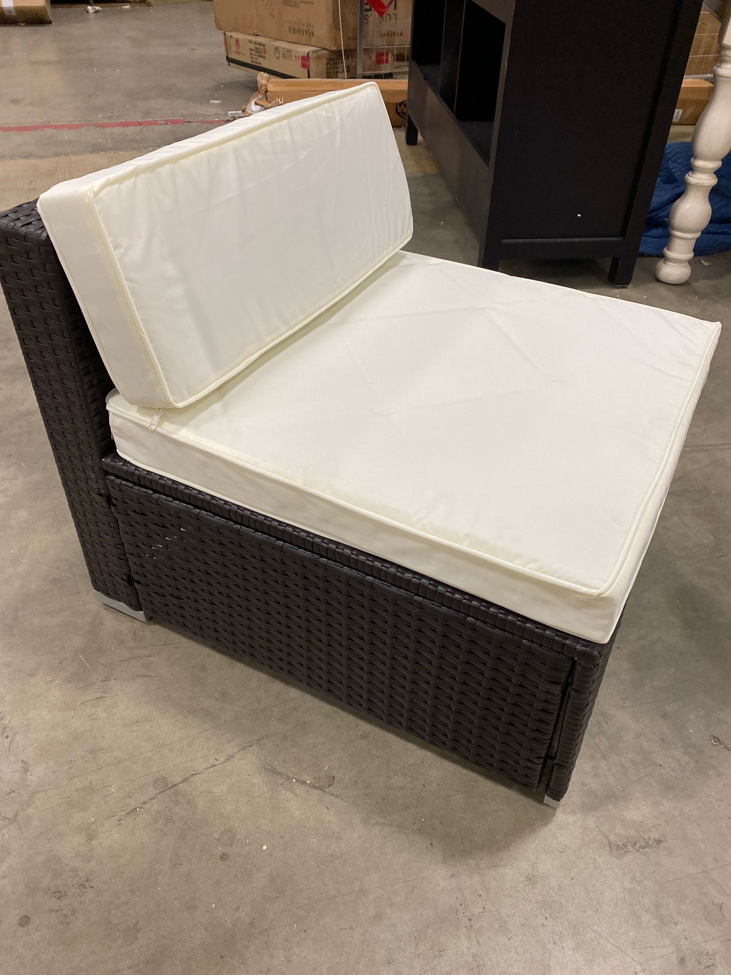 Wicker Rattan Armless Chair Brown/Natural