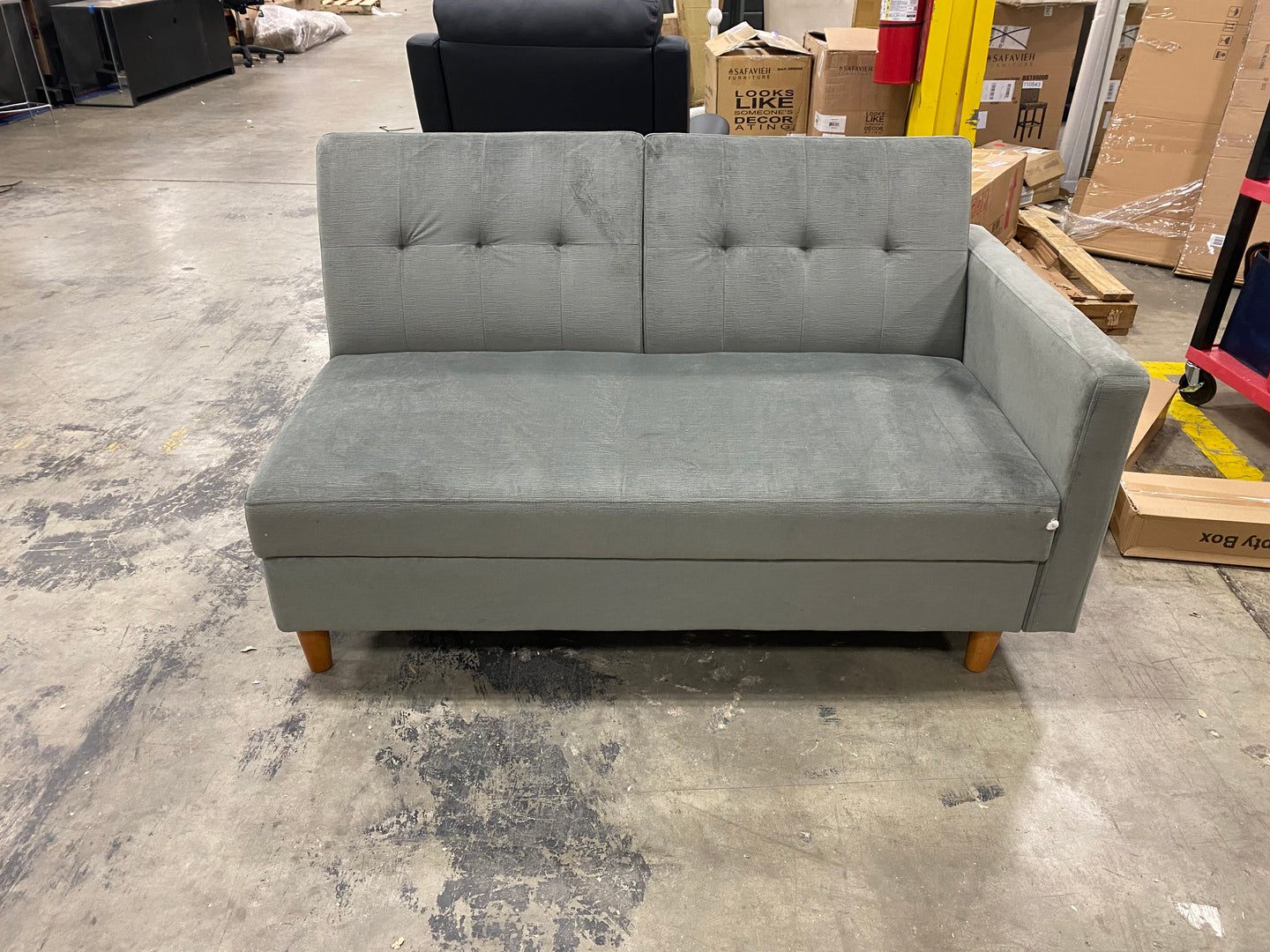 Hartford Storage Sectional Futon  in Gray Chenille (Chaise is Missing)  #2220HW - OUT OF BOX