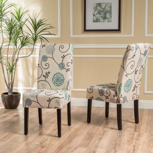 Olin Upholstered Side chair Set of 2 Blue/White floral(1773RR)