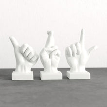 Load image into Gallery viewer, 3 Piece Foulks Fiberstone Sign Language Hand Décor Set White(615)
