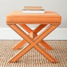 Load image into Gallery viewer, Palmer Orange Ottoman with Brass Nailhead(2080RR)
