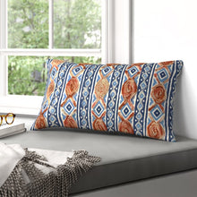 Load image into Gallery viewer, Blue/Orange Brecken Cotton Geometric Lumbar Pillow 331 DC
