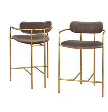 Load image into Gallery viewer, 24&quot; Retro Velvet Stool Gray Set of 2 #382HW
