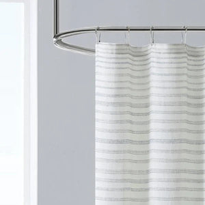 Tommy Bahama  Beige Cotton Blend Tide Stripe Shower Curtain 72 in. x 72 in. GL1630