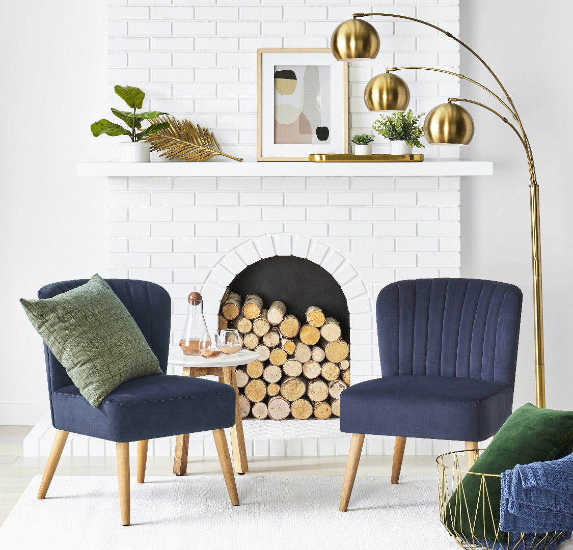 Chelidon Belvet Slipper Chair-Blue #3023