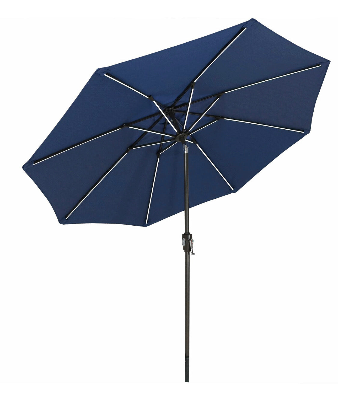 Caleb 8.5' Market Umbrella with solar LED light bars-Navy #3034