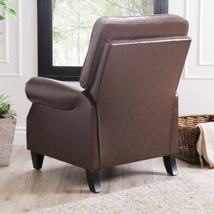 Faux Leather Manual Pushback Recliner Brown #290HW
