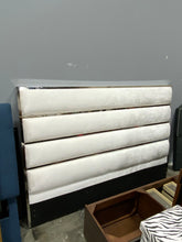 Load image into Gallery viewer, Baylor King Uphostered Platform **HEADBOARD ONLY** White Velvet Upholstery Fabric AS IS
