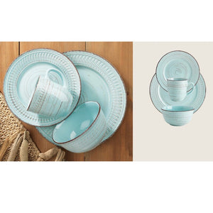 Willette Cosenza 16 Piece Dinnerware Set Aqua(1008)