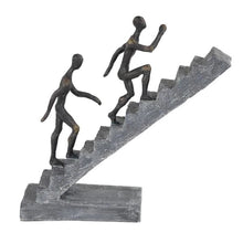 Load image into Gallery viewer, Tall Black with Gold Finish Human Sculptures on Gray Staircase Statue 2050CDR

