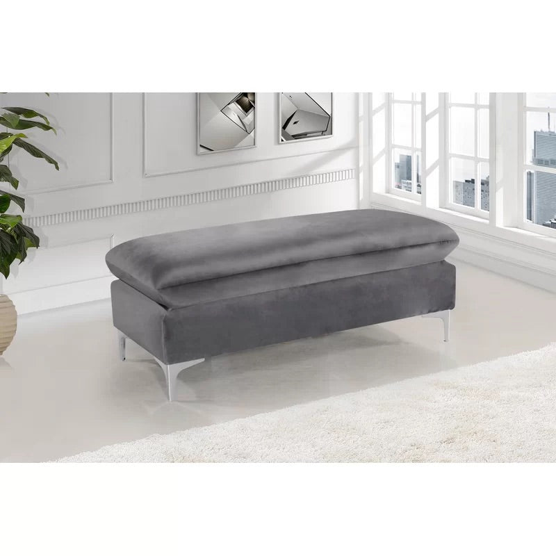 Vera Velvet Ottoman Gray