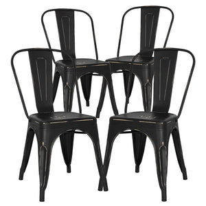 Chelsea Metal Slat Back Stacking Side Chair (Set of 4) - #112CE