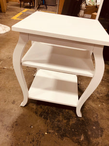 Square White end table with Storage shelf