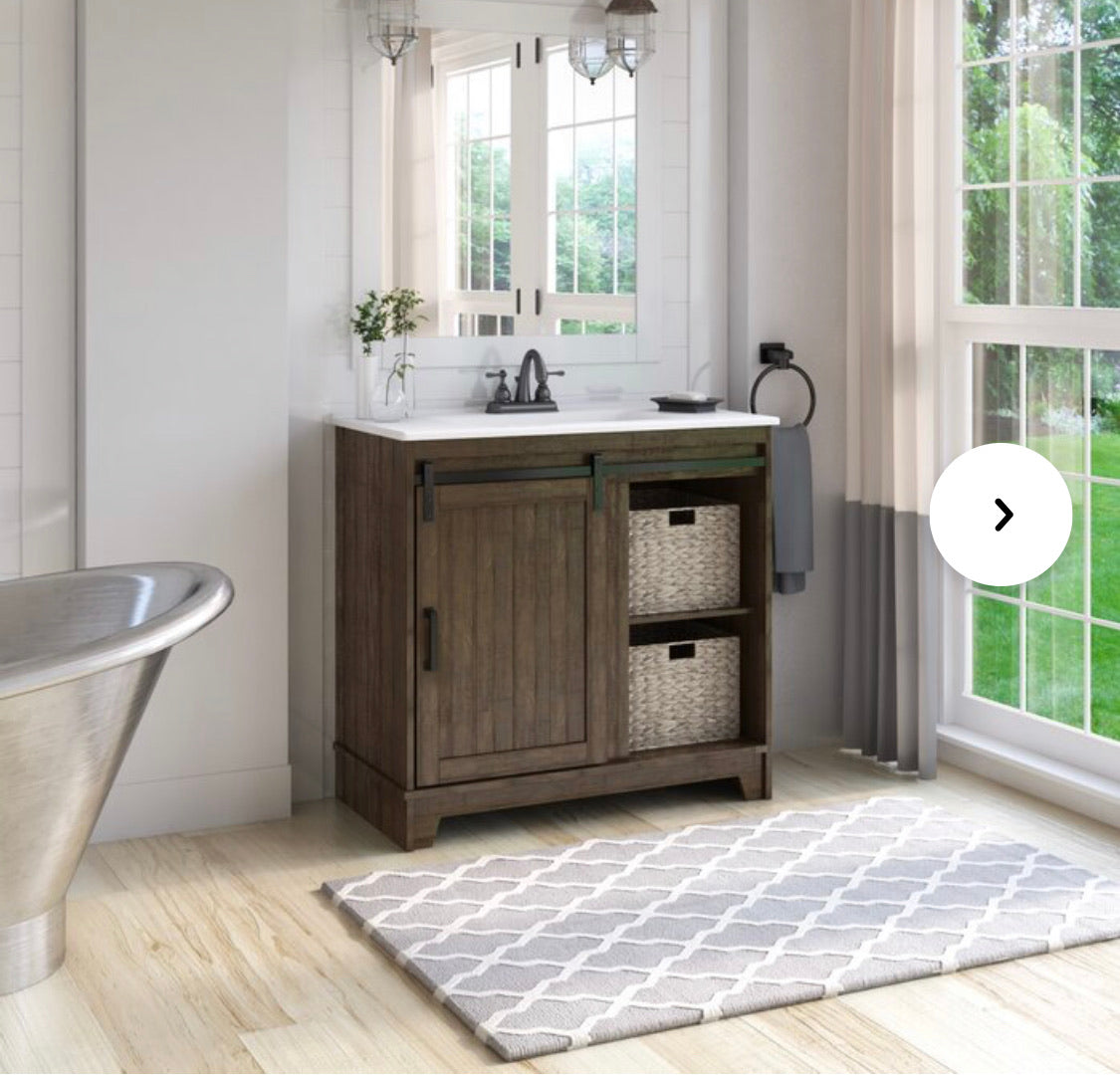 Trogdon Sliding Barn Door 36” Single Bathroom Vanity without sink.