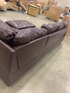 3 PC Sectional Sofa Set, (Brown) Faux Leather Right -Facing Chaise and storage ottoman