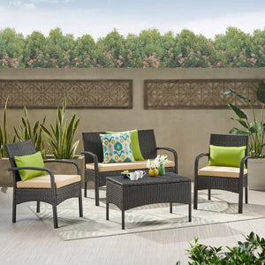 4 Piece Rattan Sofa Seating Group with Cushions #387HW