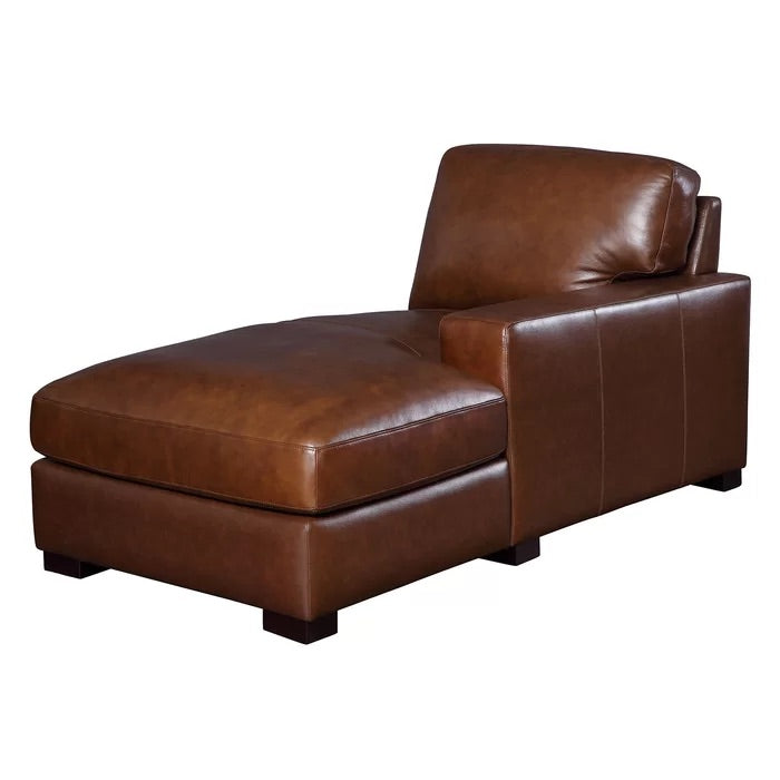 Gartner Genuine Leather Left Arm Chaise Sofa Piece Brown