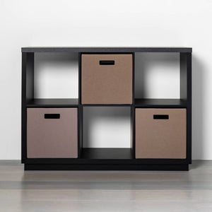 6 Cube Storage Organizer with Faux Stone Surface Top Black AS IS (632)