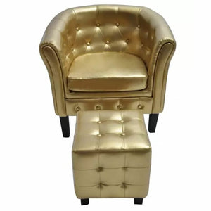 Scorpio Artificial Leather Armchair and Ottoman Gold AS IS(1782RR)