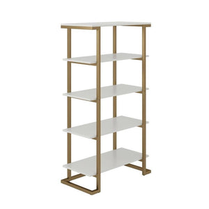 Camila 5 Shelf Bookcase White/Gold AS IS(1182)