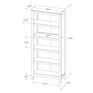 Carson 72” 5 Shelf Bookcase Midtone Cherry(510)