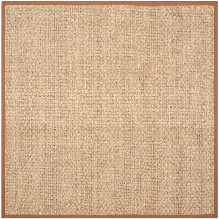 Dufour Bamboo Slat/Seagrass Beige 10’ Square Area Rug(1092)
