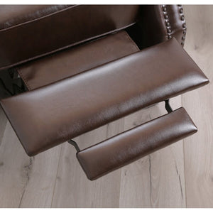 Faux Leather Manual Pushback Recliner Brown #290HW