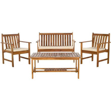 Load image into Gallery viewer, Burbank Natural Brown 4-Piece Wood Patio Conversation Set with Beige Cushions MRM3146
