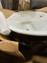 Load image into Gallery viewer, AKDY 59&quot; x 30&quot; Freestanding Soaking Fiberglass Bathtub Brown/White AS IS 3430RR
