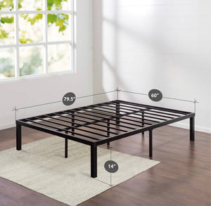 14” Luis Quick Lock Metal Platform Bed-Queen-Black #3093