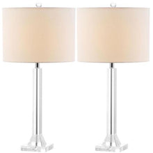 Load image into Gallery viewer, Tyrone 27 in. Clear Crystal Column Table Lamp with White Shade (Set of 2) - #129CE
